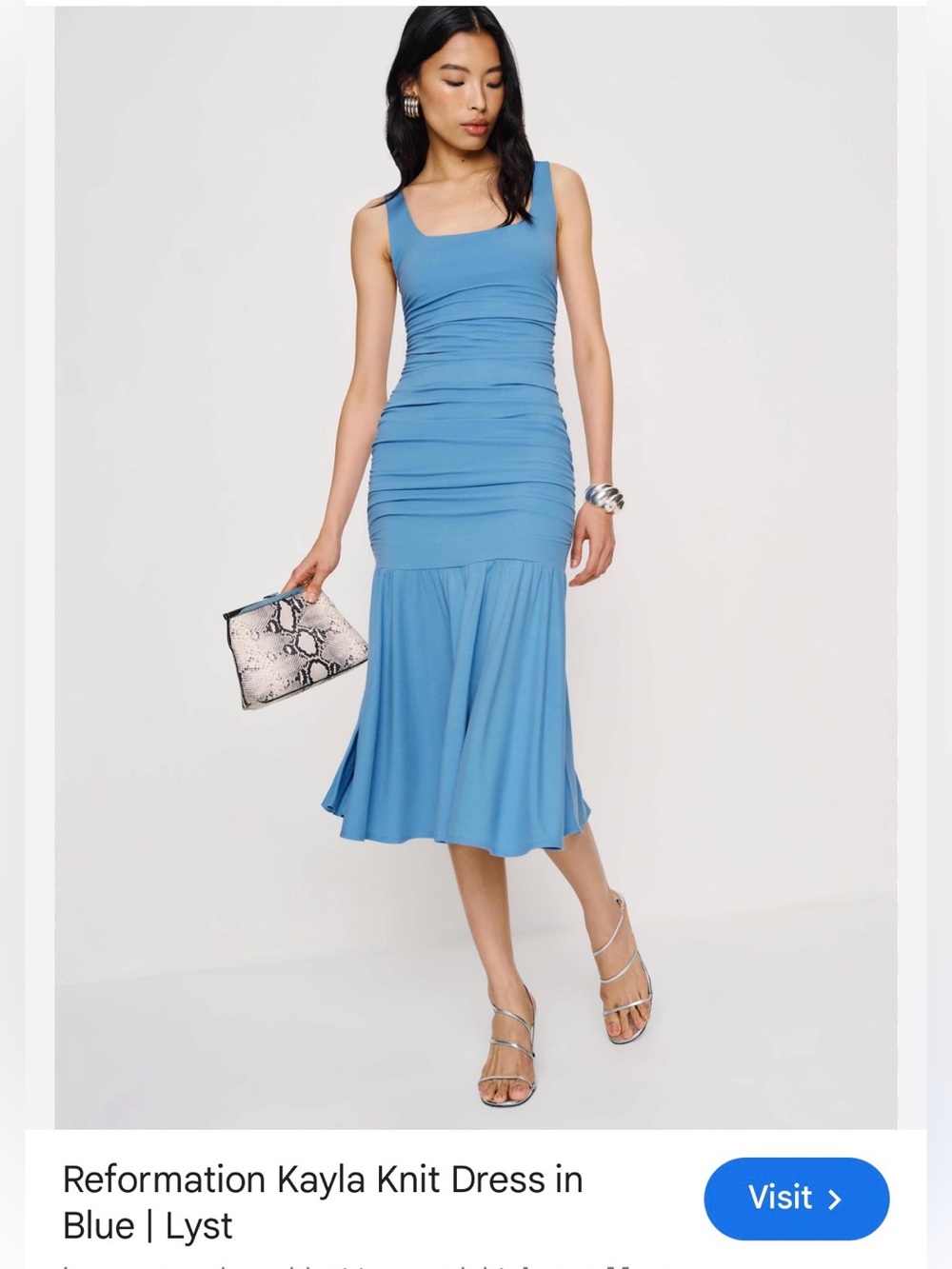 Reformation Kayla Knit Dress in Capri Blue
